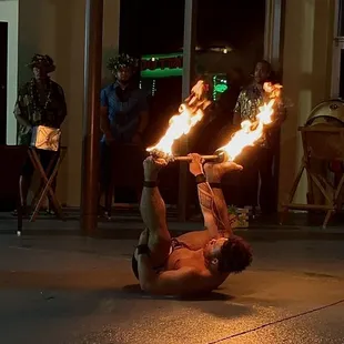 Samoan fire knife dancer