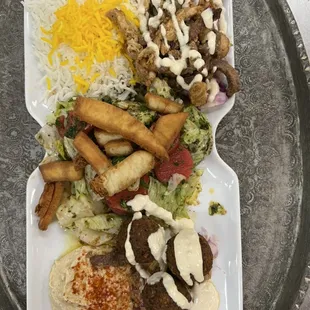 Combination platter with fattoush salad