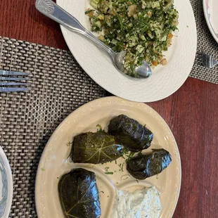 Dolmades and  Tabbouleh Salad