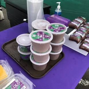 a variety of food items on a table