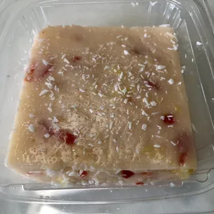 Haupia with watermelon, pineapple, and coconut