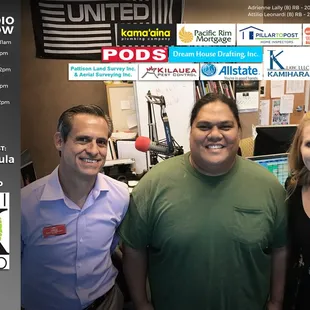 Team Lally AM Hawaii real estate radio talk show featured Pomai Kulolo and its founder Keanue Kekaula (center)