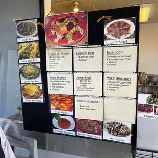 a menu on the wall