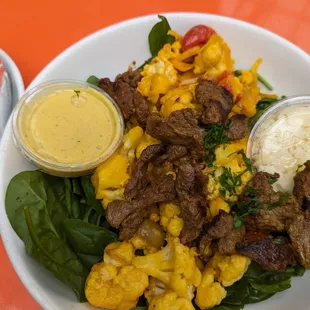 Saffron cauliflower salad with lamb