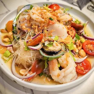 Seafood glass noodles salad