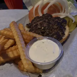 Burger with fries