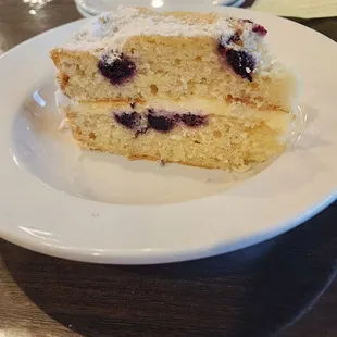 Lemon blueberry cake side view