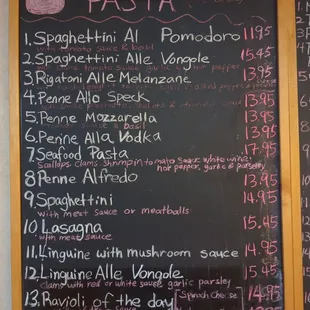 Pasta menu. Everything we got was overcooked. NOT recommended.