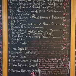 Salad menu. Try these. Anything cold would have to be better than the pasta here.