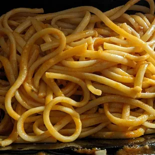 Incredibly overcooked linguine. It was mush, and the sauce barely stuck to it. We tried eating it but threw most of it in the trash.