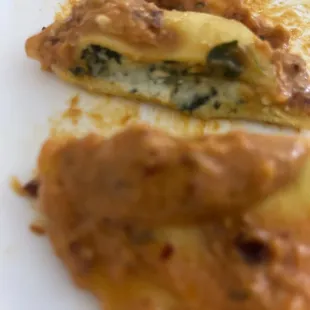 Inside of the spinach ravioli