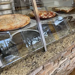 Pizza on display