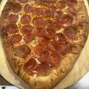 Heart shape pepperoni pizza