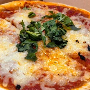 Margherita pizza. Sauce was bland, basil and  cheese had no flavor and the crust was cardboardish.