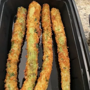 Fried asparagus