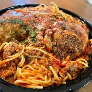 Spaghetti and meatballs