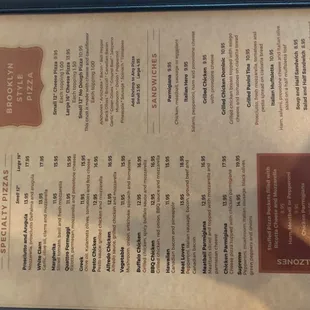 Pizza Menu