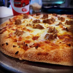 An image of you and of me And we're laughing, we're loving it all  Garlic Pie with Sausage from #pomonapizzaco