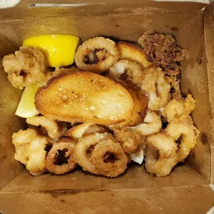 Calamari with 3 pcs of stale bread. It was average at best, IMHO.