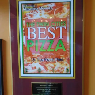 One of MANY awards on the front wall!