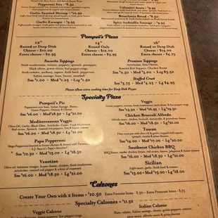 menu