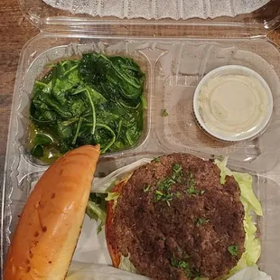 Hamburger and spinach