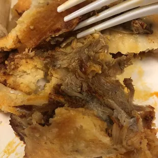 Meat inside the pork tamale - lots of fat and cartilage?