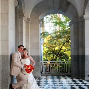 Formal bride and groom portrait