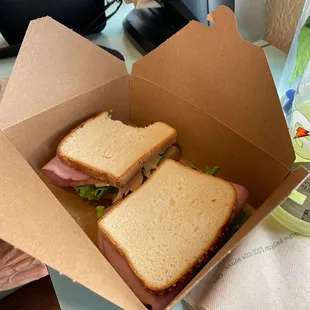 Turkey Ham avocado on Gluten free bread. They make your two sandwiches.