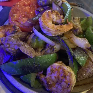 Steak and shrimp fajitas!! So good!! The combo was cheaper than getting shrimp only.