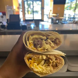 Sausage breakfast burrito