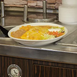 Smothered with green chili burrito