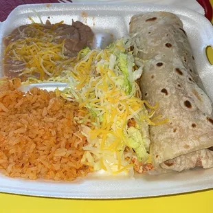 Burrito and taco combo