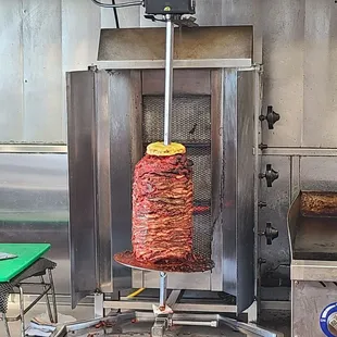 a roasting machine in a commercial kitchen
