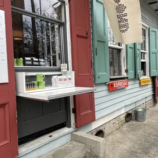 a window with a sign on it