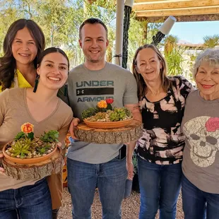 The tremendous Ponderosa Cactus Team, three on left, who helped us buy and plant!