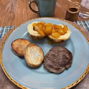 This was sort of like an eggy soufflé filled with spiced peaches, sausage and one of the best crunchy potatoes I have ever had