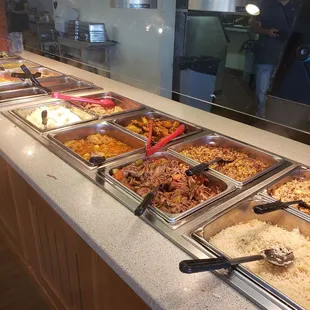 a buffet of food