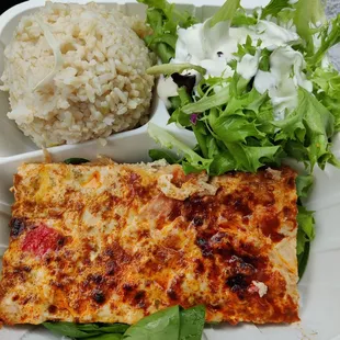 Baked Ahi plate - with tossed greens and brown rice