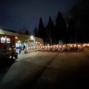 a fire truck parked in a parking lot