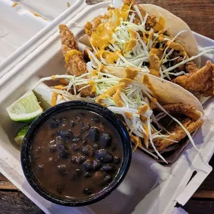 Fish Tacos and Black Beans
