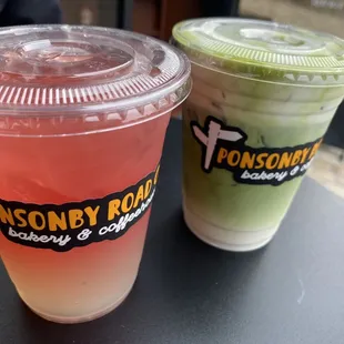 two drinks on a table