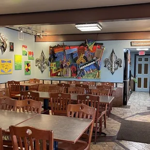 tables and chairs in a coffee shop