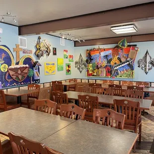 tables and chairs in a coffeehouse