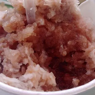 Ice texture is a little craggy and chunky vs soft and snowy, there were some large solid pieces that were difficult to eat