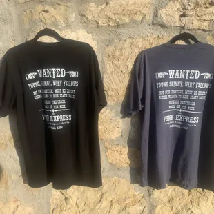 Our custom t-shirts back.  Riders' advertisement