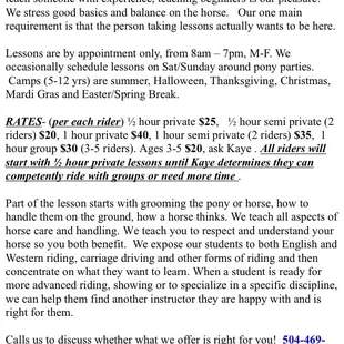 Second part of the email with the prices and the lessons philosophy