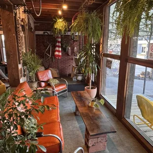 The front entrance and seating area