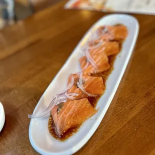 Salmon truffle sashimi