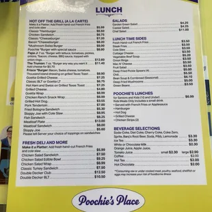Lunch menu